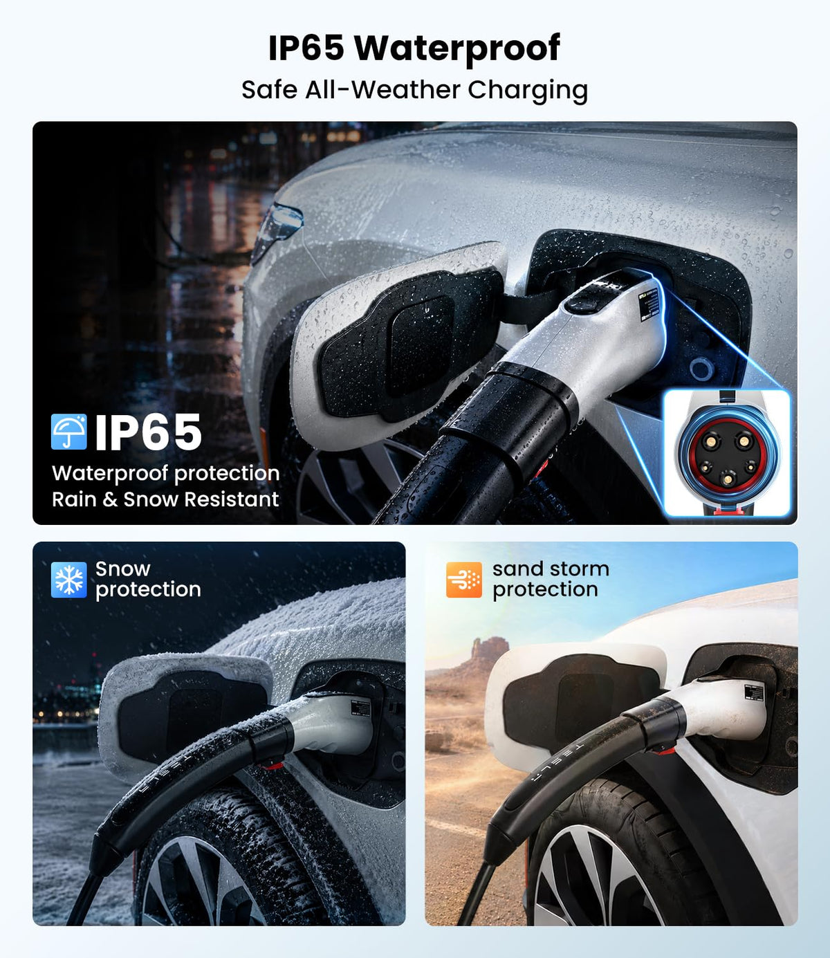 Zanch adapter plugged into Tesla destination charger demonstrating compatibility on the road