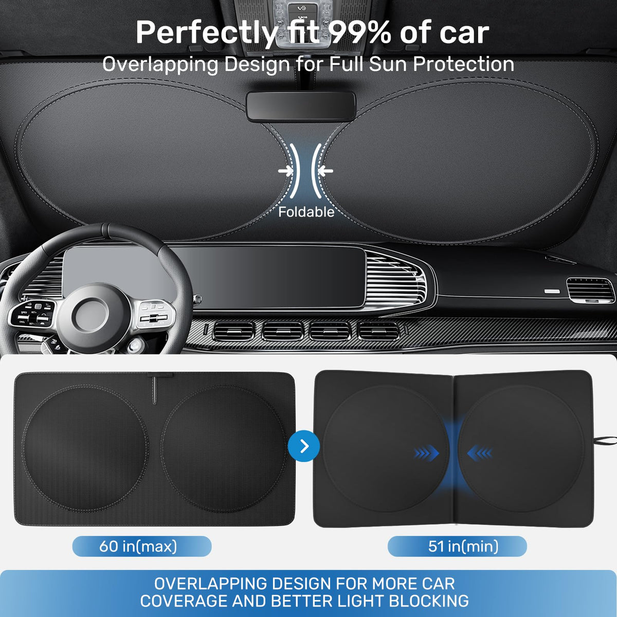 Zanch shade matching curved rearview mirror cutout for snug fit