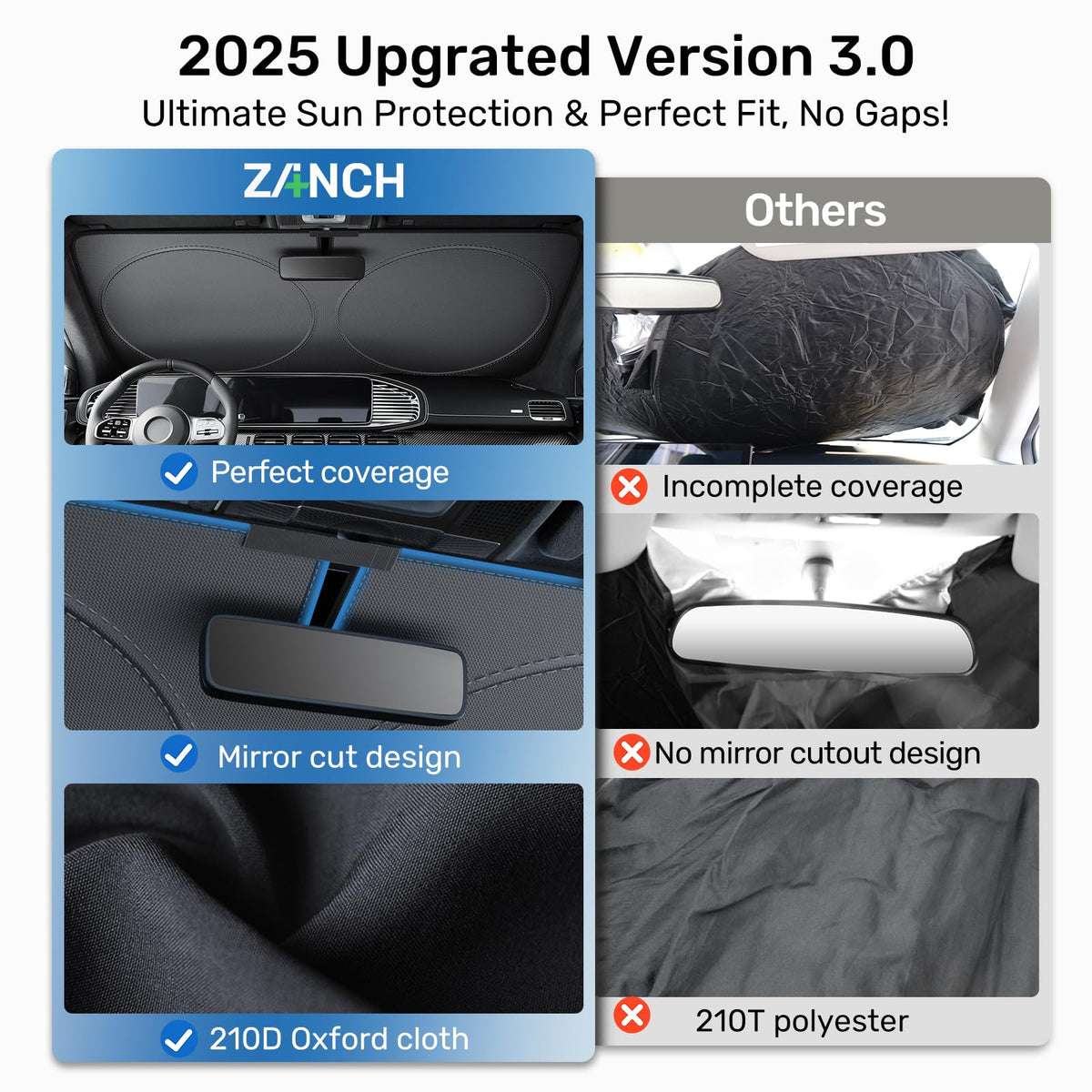 Zanch installed in truck cabin blocking glare and preserving interior