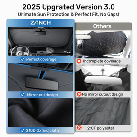 Zanch installed in truck cabin blocking glare and preserving interior