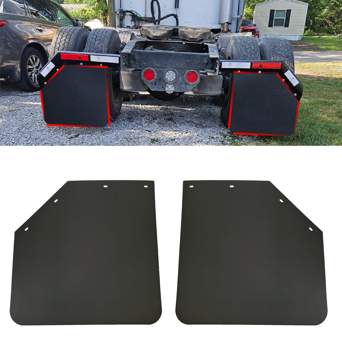 ZANURA front view of mud flaps showing full coverage and protection