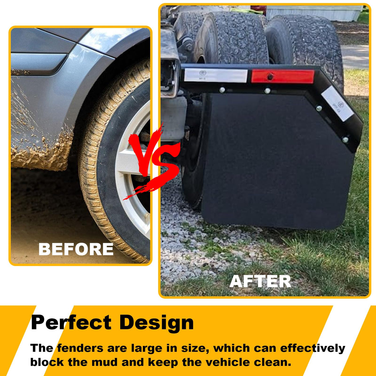 ZANURA mud flap mounted on trailer reducing spray behind semi truck