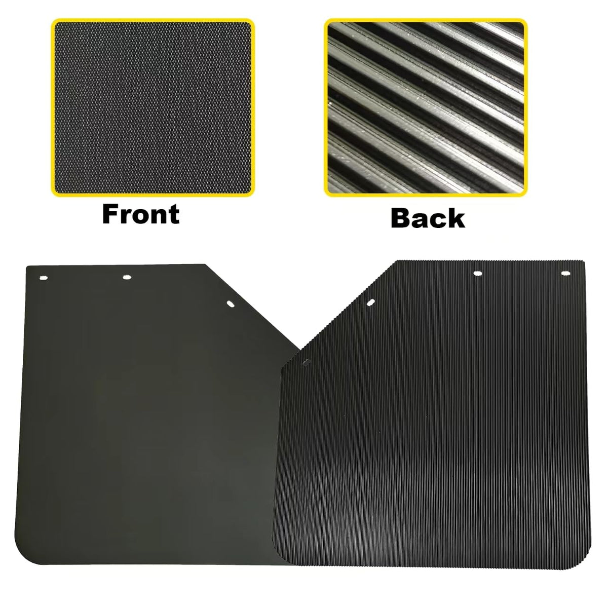 ZANURA mud flaps mounted on trailer demonstrating splash reduction