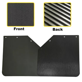 ZANURA mud flaps mounted on trailer demonstrating splash reduction