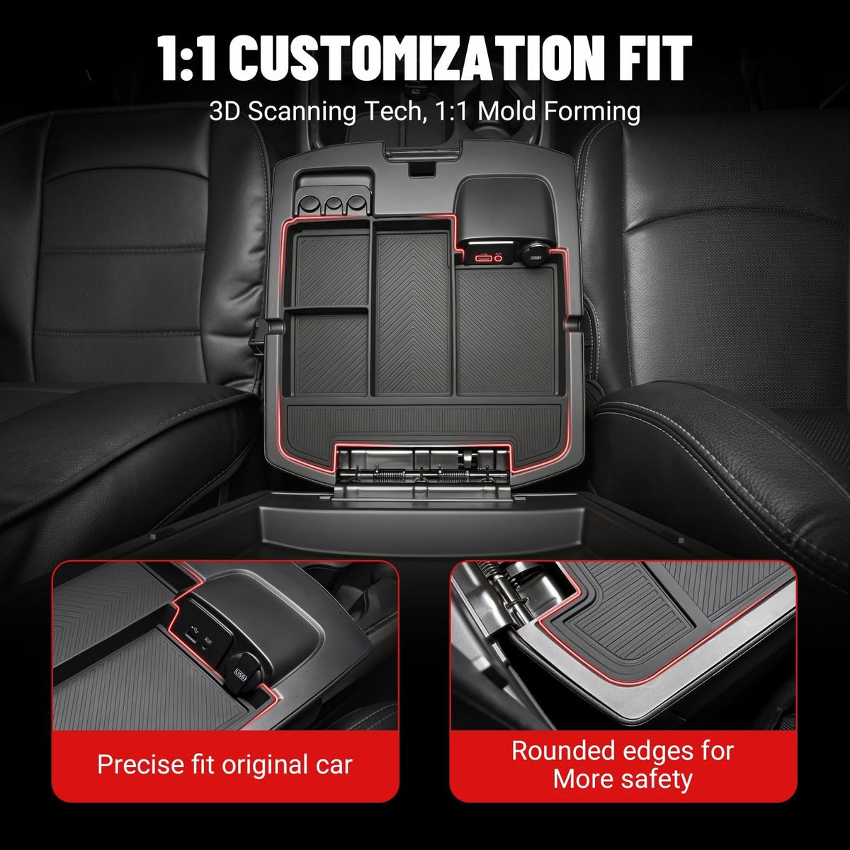 Zaqmru compartment detail holding phone and sunglasses for orderliness