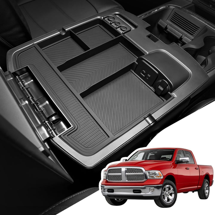 Zaqmru front view of console organizer showing OEM fit and neat storage