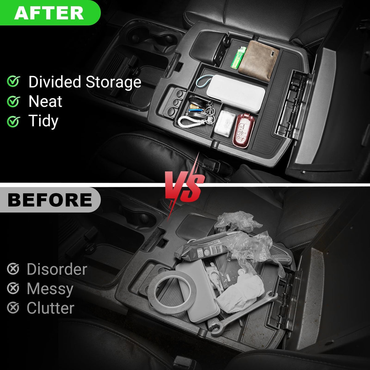 Zaqmru organizer next to keys and phone to show size and capacity