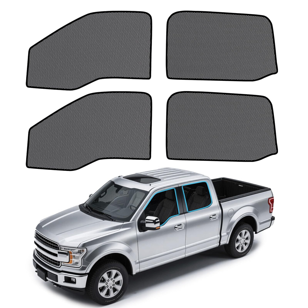 ZATOOTO front packaging showing four side window shades and fit information