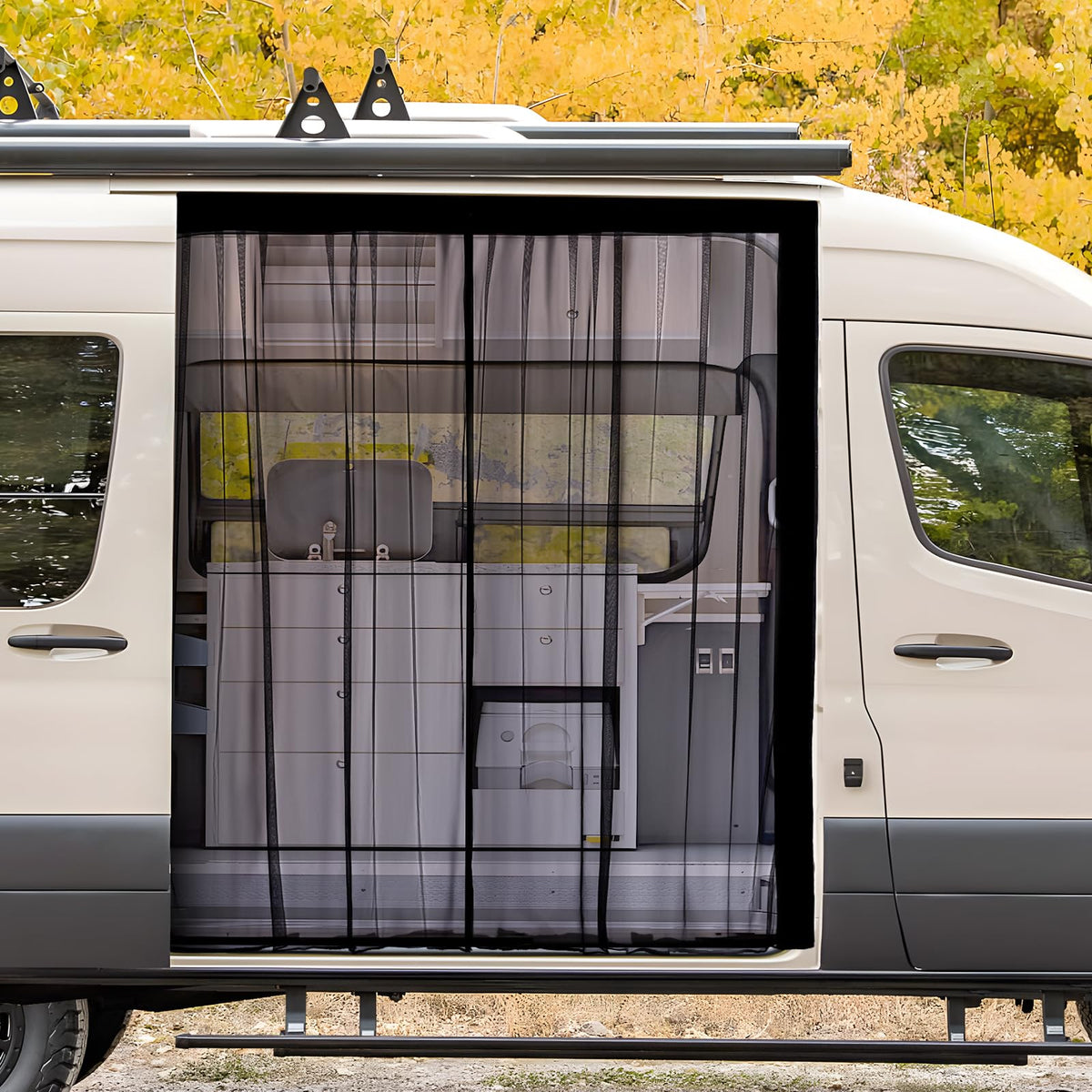 ZATOOTO front panel installed on van door showing full coverage and airflow benefit