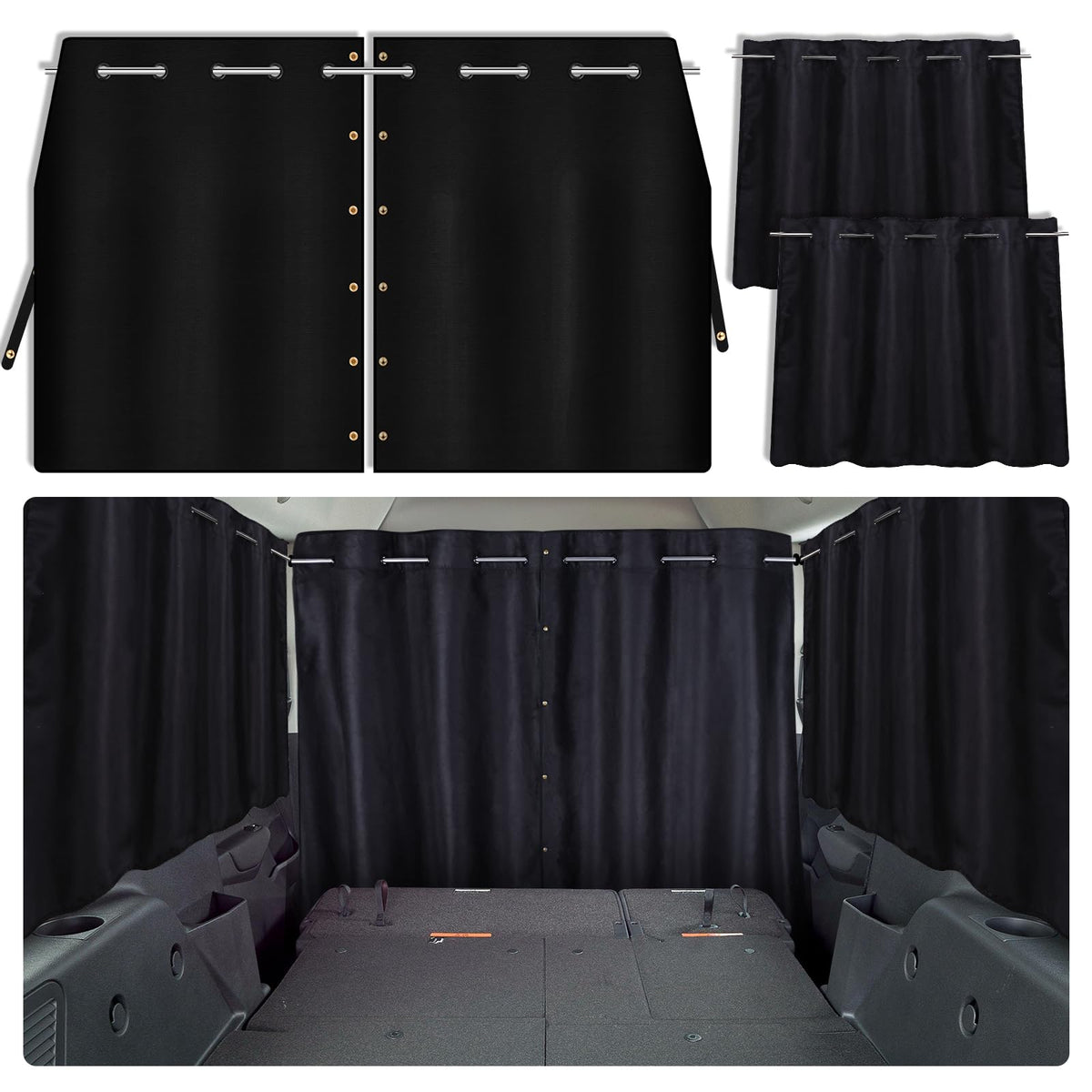 ZATOOTO front view of packaged 3-piece curtain set showing compact box and contents beneficial for easy storage