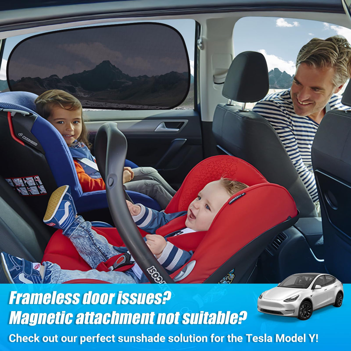 ZATOOTO protecting a child seat from sunlight while preserving outside view