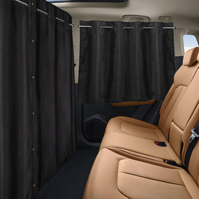 ZATOOTO lifestyle roadtrip scene with curtains used for privacy and comfort on the go