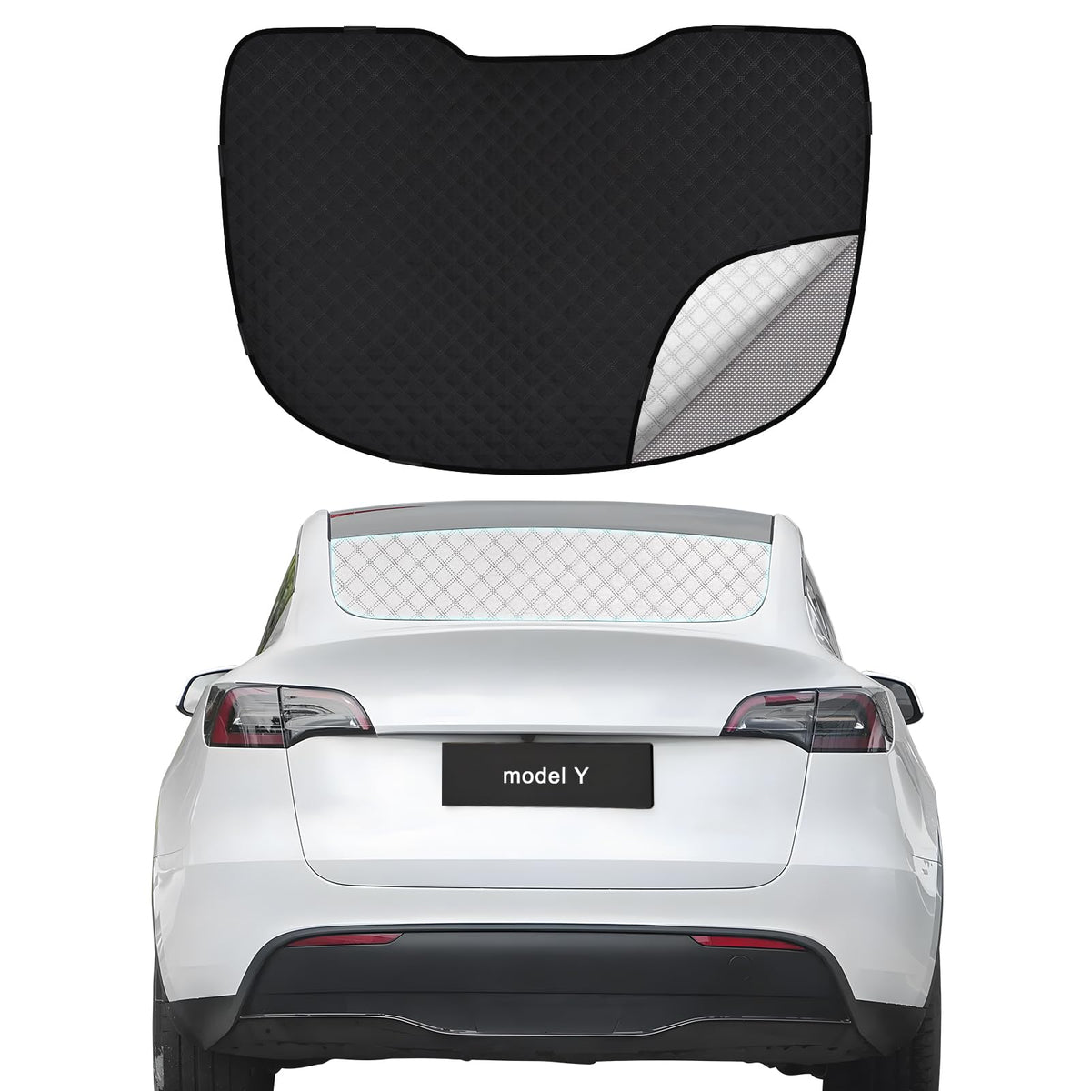 ZATOOTO front packaging showing Model Y rear sunshade and benefits