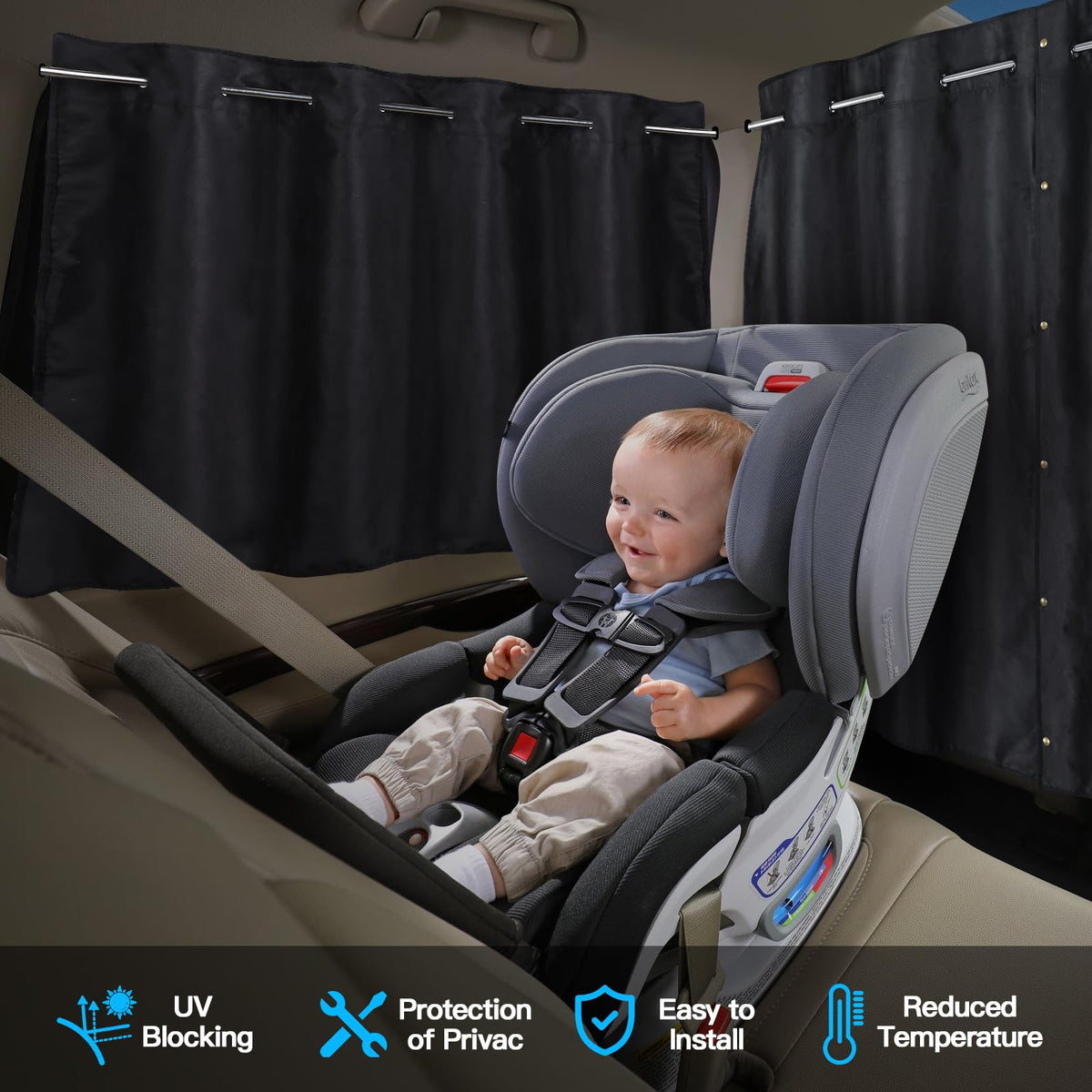ZATOOTO retracted curtain profile along window edge showing unobstructed driver visibility benefit