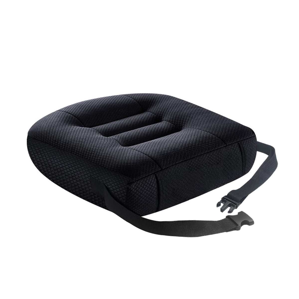 ZAVM booster seat front view shows lift and supportive shape for better visibility
