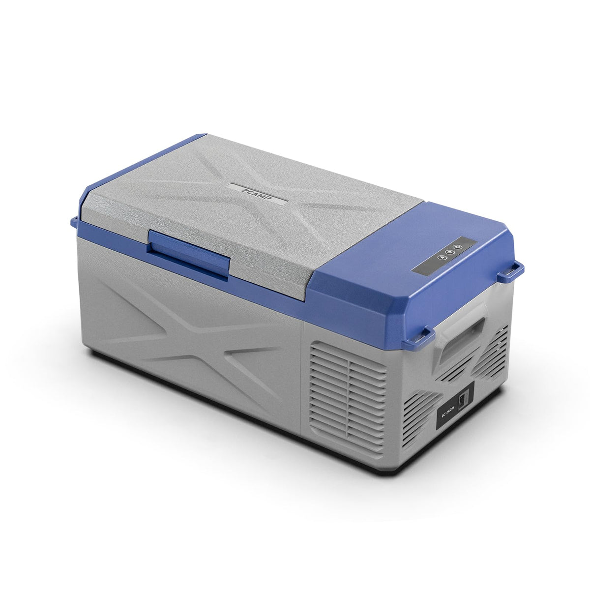 zcamp front view of portable refrigerator showing compact design and portability
