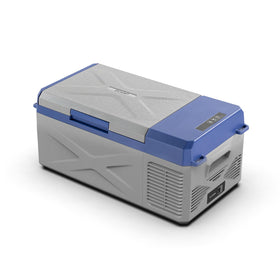 zcamp front view of portable refrigerator showing compact design and portability