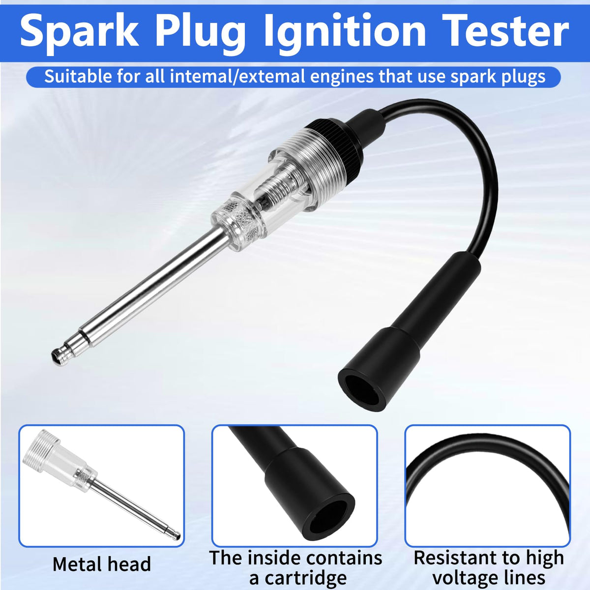 ZEAJSRU spark plug tester held in hand to illustrate simple ignition pulse checking