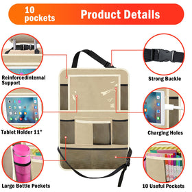 Zecirl organizer next to child seat demonstrating size and scale