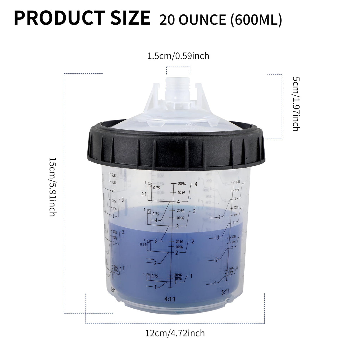 Zeinlenx clear cup showing scale graduations for accurate mixing