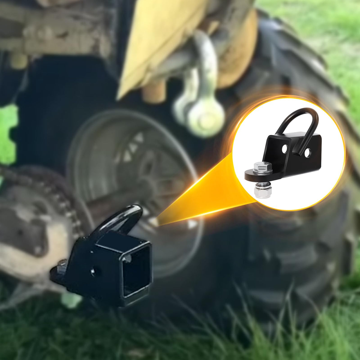 Zejoot installed with a ball mount illustrating compatibility with 2-inch accessories