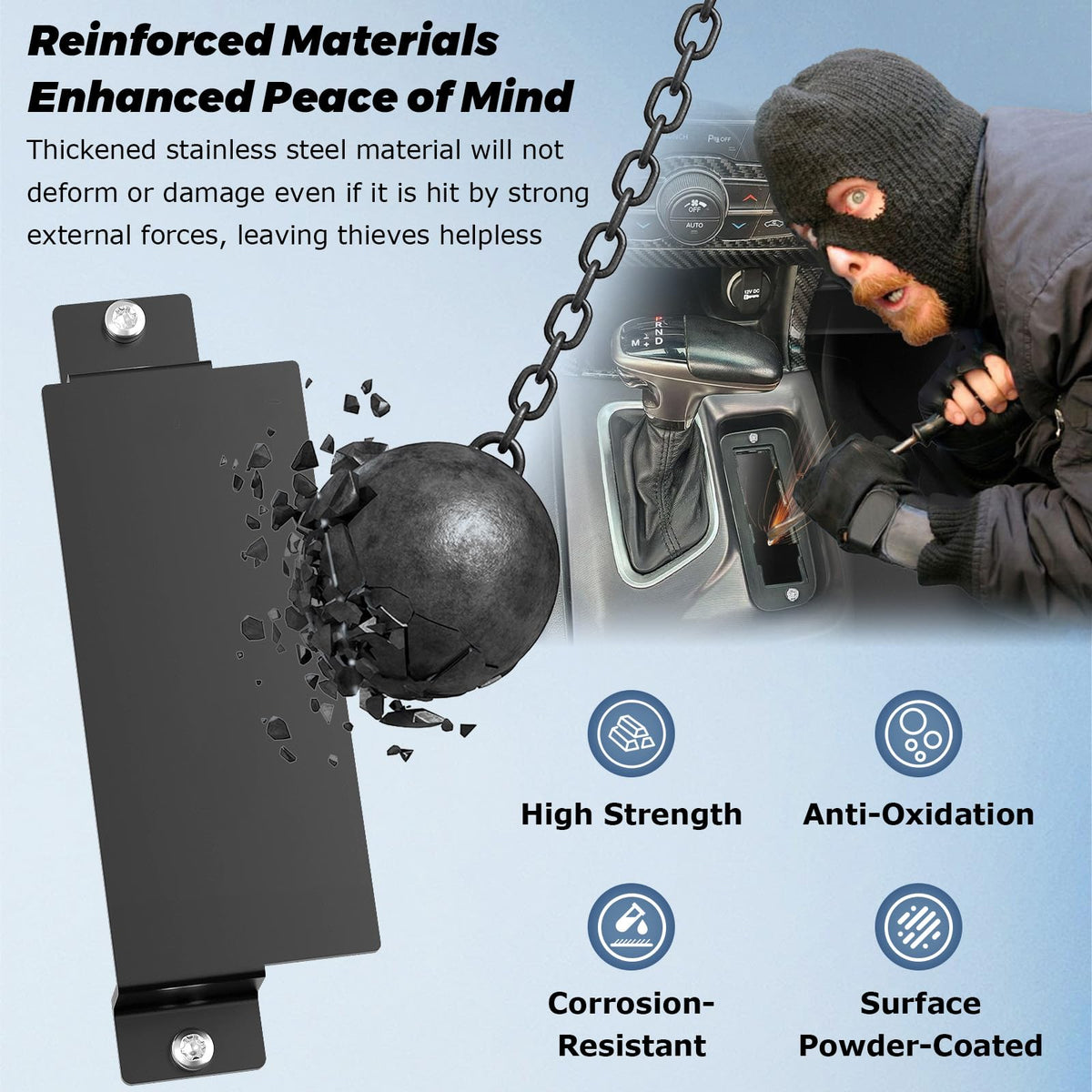 Zelvoro neutral cover installed under Challenger demonstrating theft deterrent
