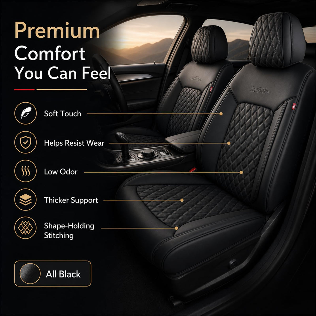ZenRide close-up of Nappa leather texture showing durable, easy-to-clean surface
