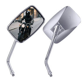 ZENTHOR chrome rectangle mirror front view showing clear wide reflection and improved visibility