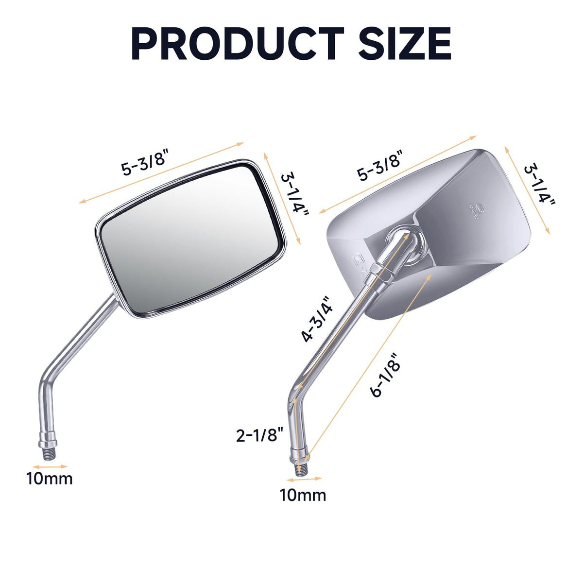 ZENTHOR mirror next to ruler size comparison showing scale and proper handlebar fit