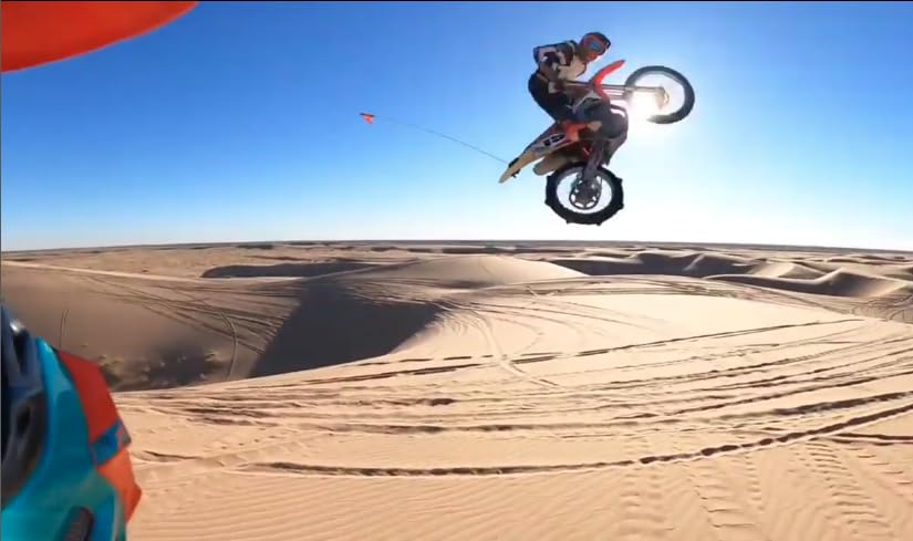 ZENXTENinc uniWhip 3.0 side profile installed on dirt bike for improved visibility