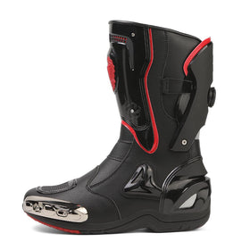 Zeozoom front profile boot showing protective silhouette and riding-ready design