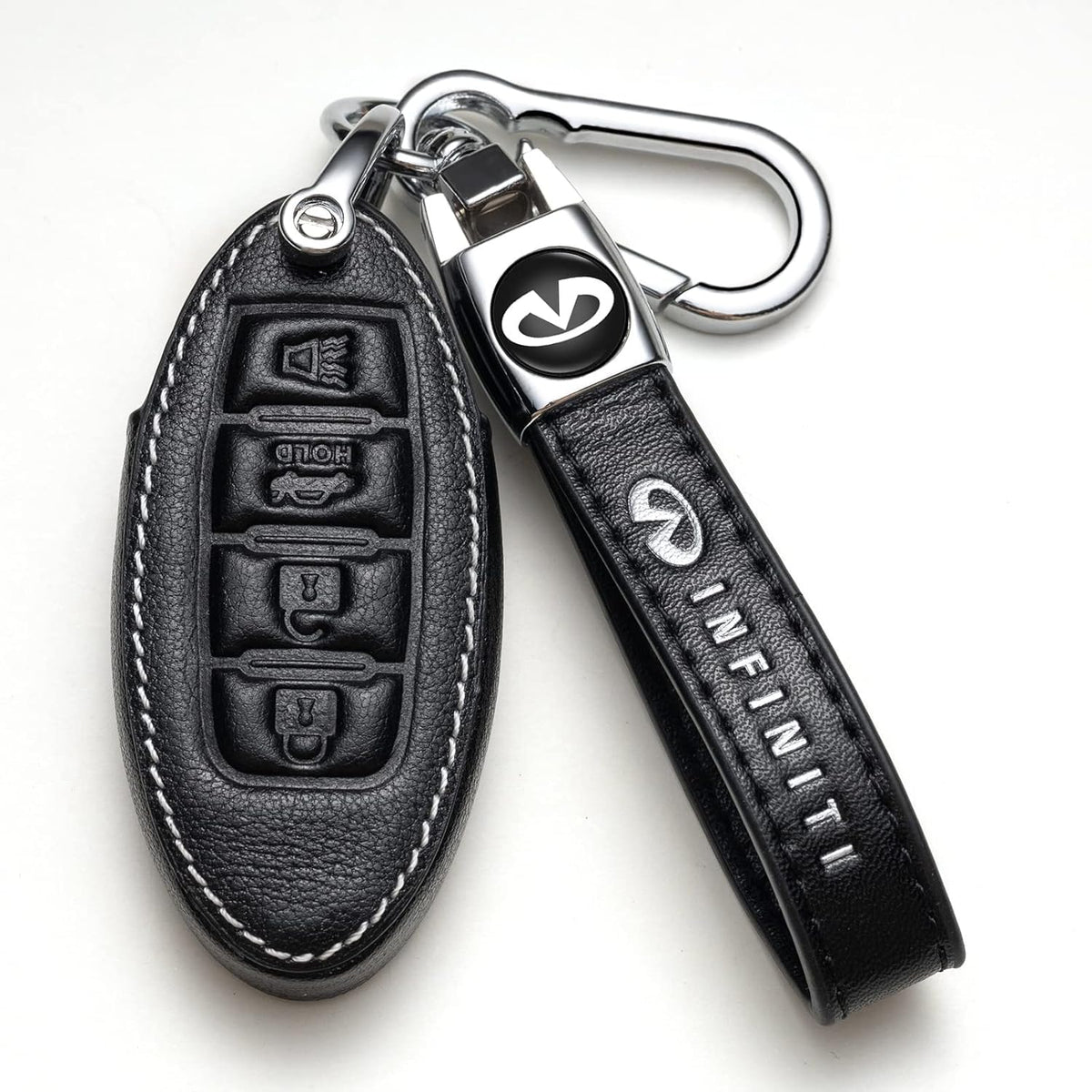 ZERAL front view of leather key fob case showing sleek protection
