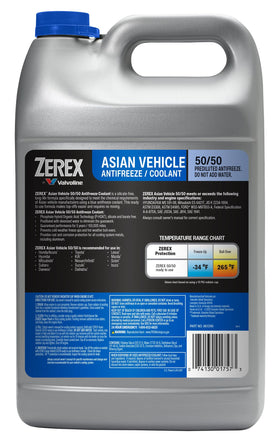 Zerex label close-up highlighting specs and OEM approvals for confidence