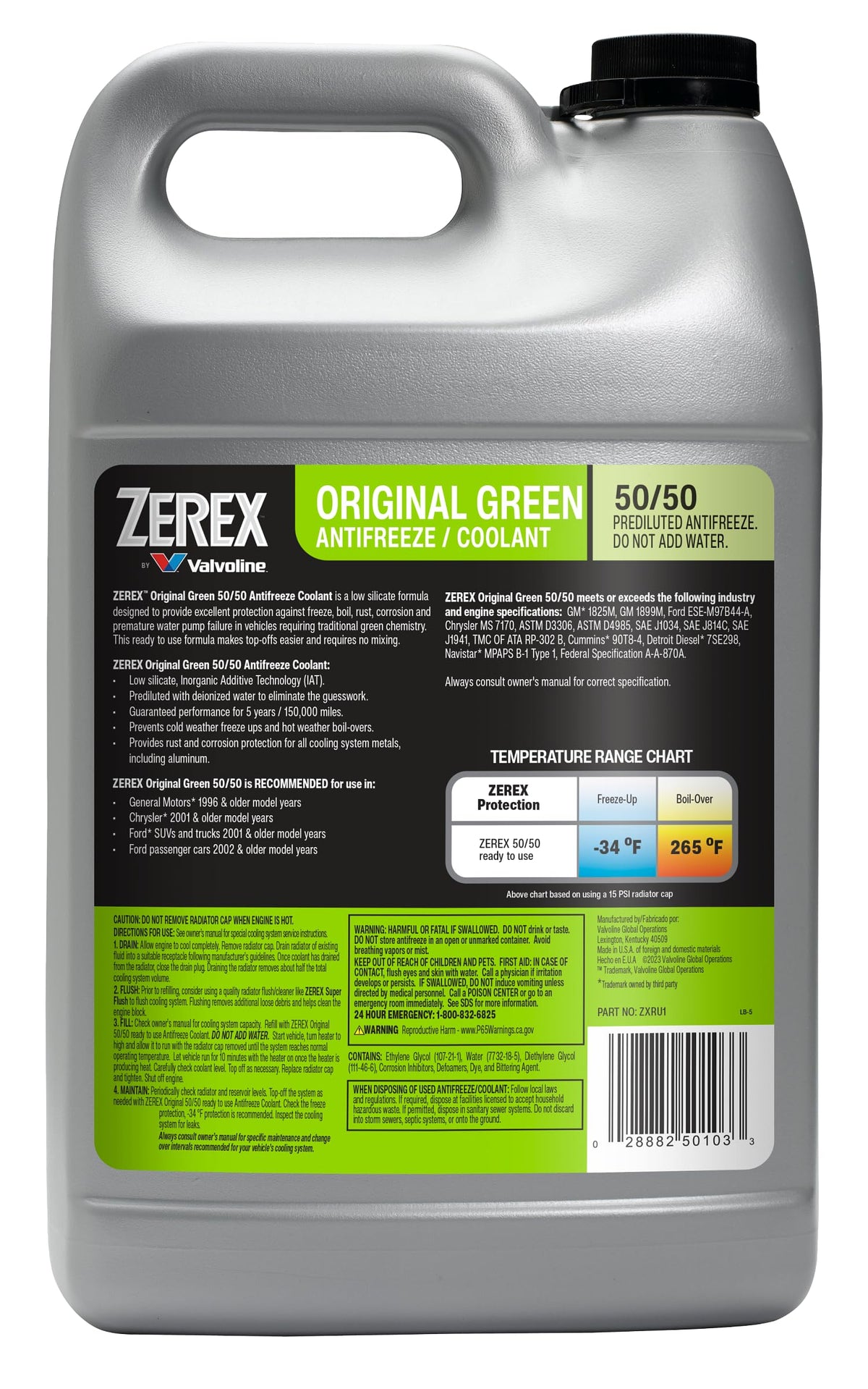 Zerex pouring close-up illustrating easy, no-mix top-off convenience
