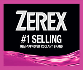 Zerex label close-up displaying ingredients and heavy-duty compatibility benefit