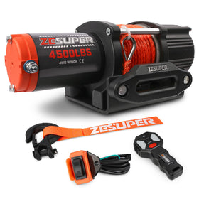 ZESUPER front view of winch mounted showing compact durable design and ease of fit