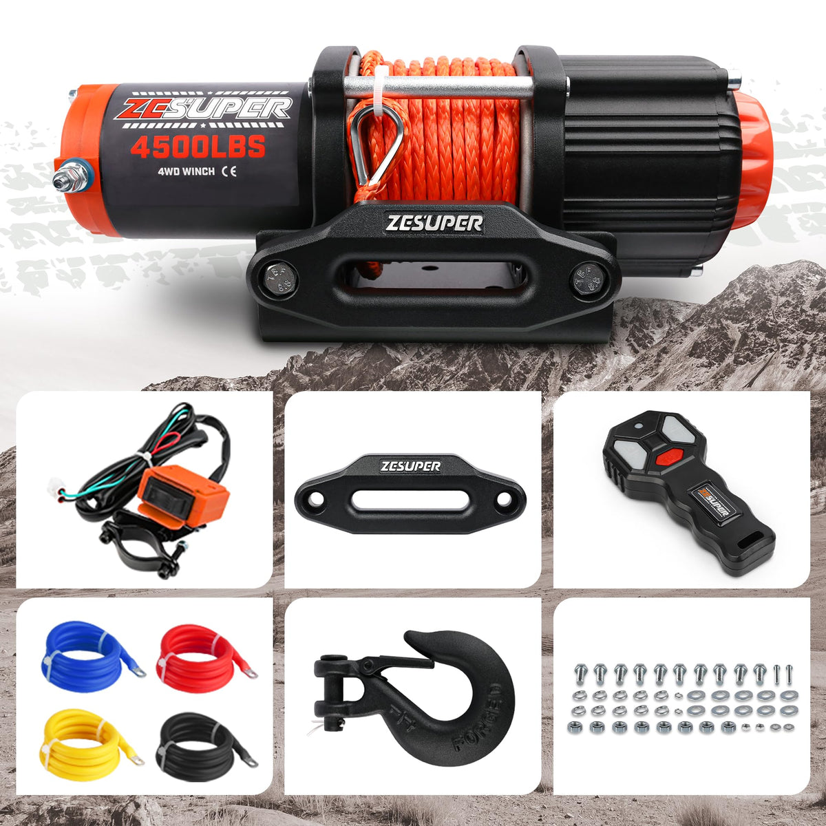 ZESUPER winch installed on an ATV in mud showing reliable recovery capability