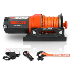 ZESUPER winch front view showing compact design and mounting plate benefit