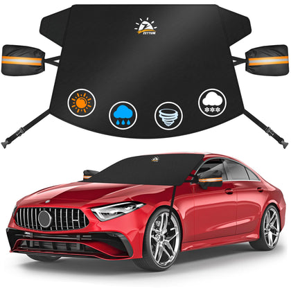 Zettum front view on windshield showing full coverage and fast removal benefit