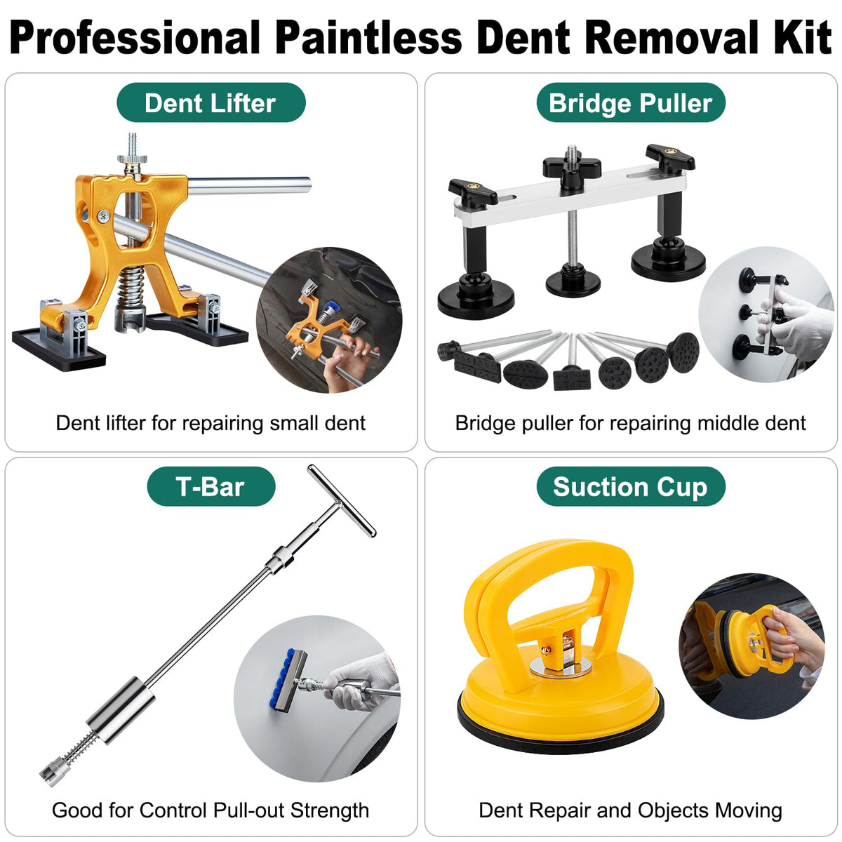 ZEUSFIRE gold dent lifter close-up for precise small-dent pulling
