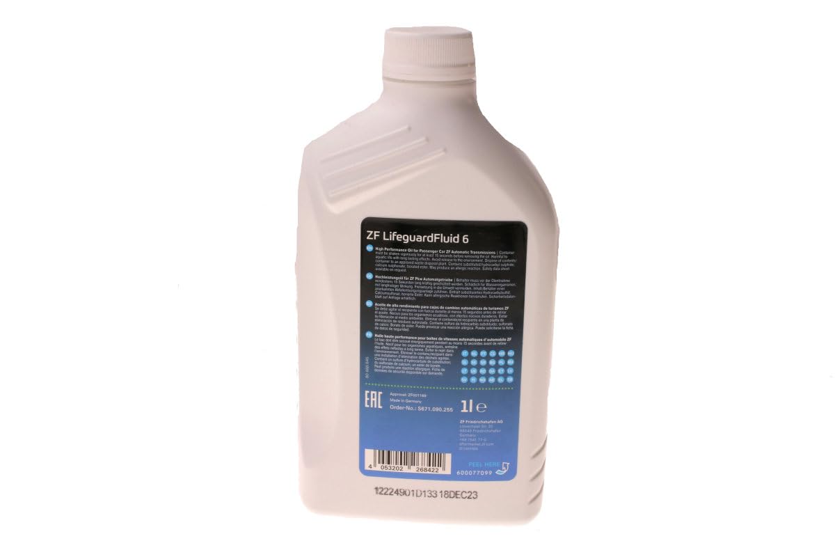 ZF Lifeguard Fluid 6 being poured into transmission, brand fluid for smooth shifts