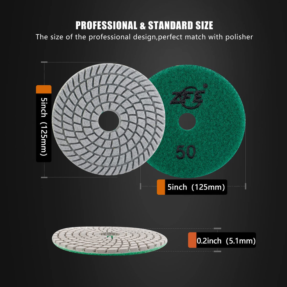 ZFE close-up of diamond segments highlighting durable resin bond benefit