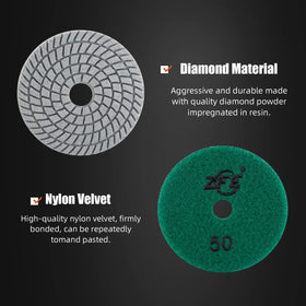 ZFE threaded polishing plate detail ensures secure fit and compatibility