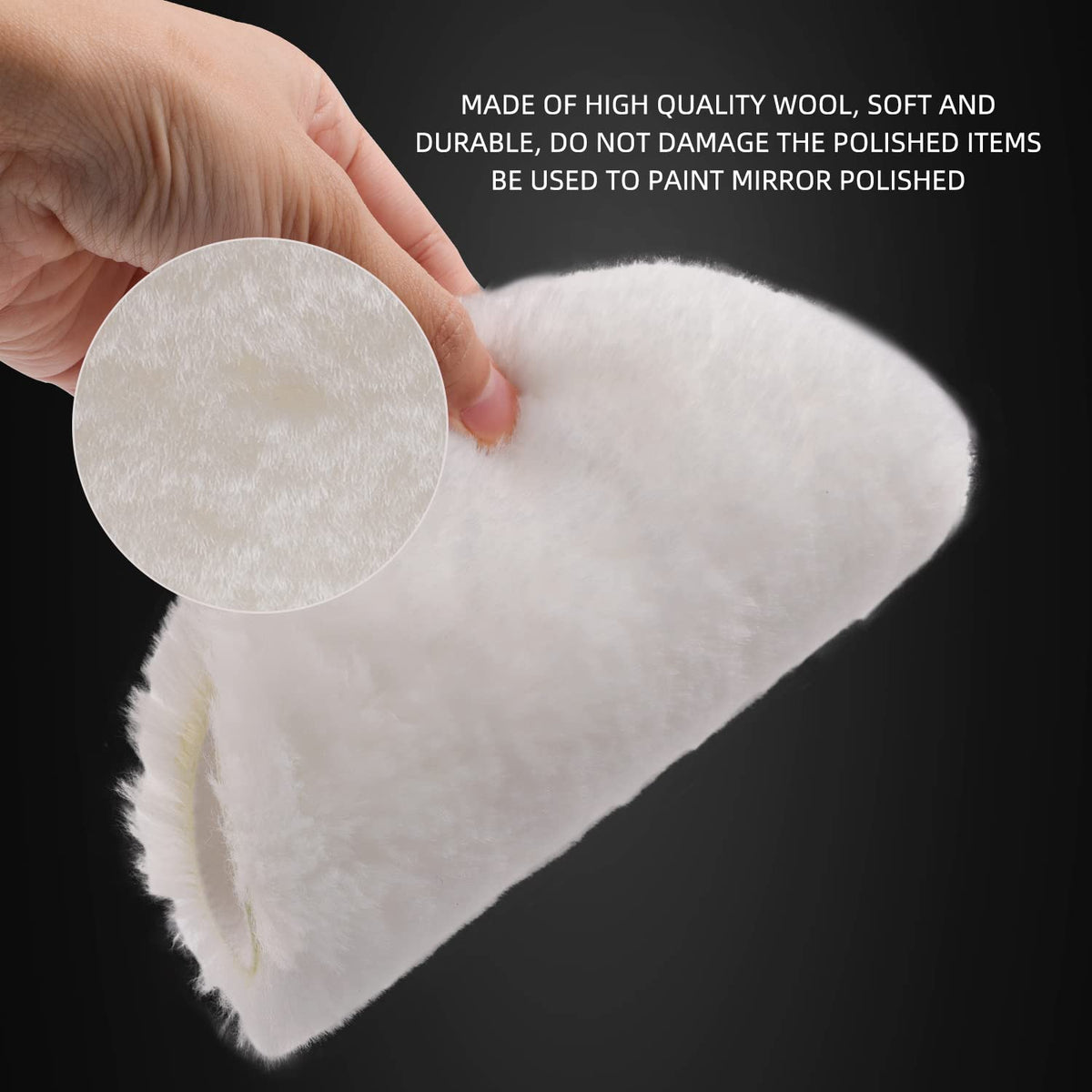 ZFE wool buffing pad detail provides aggressive cutting power