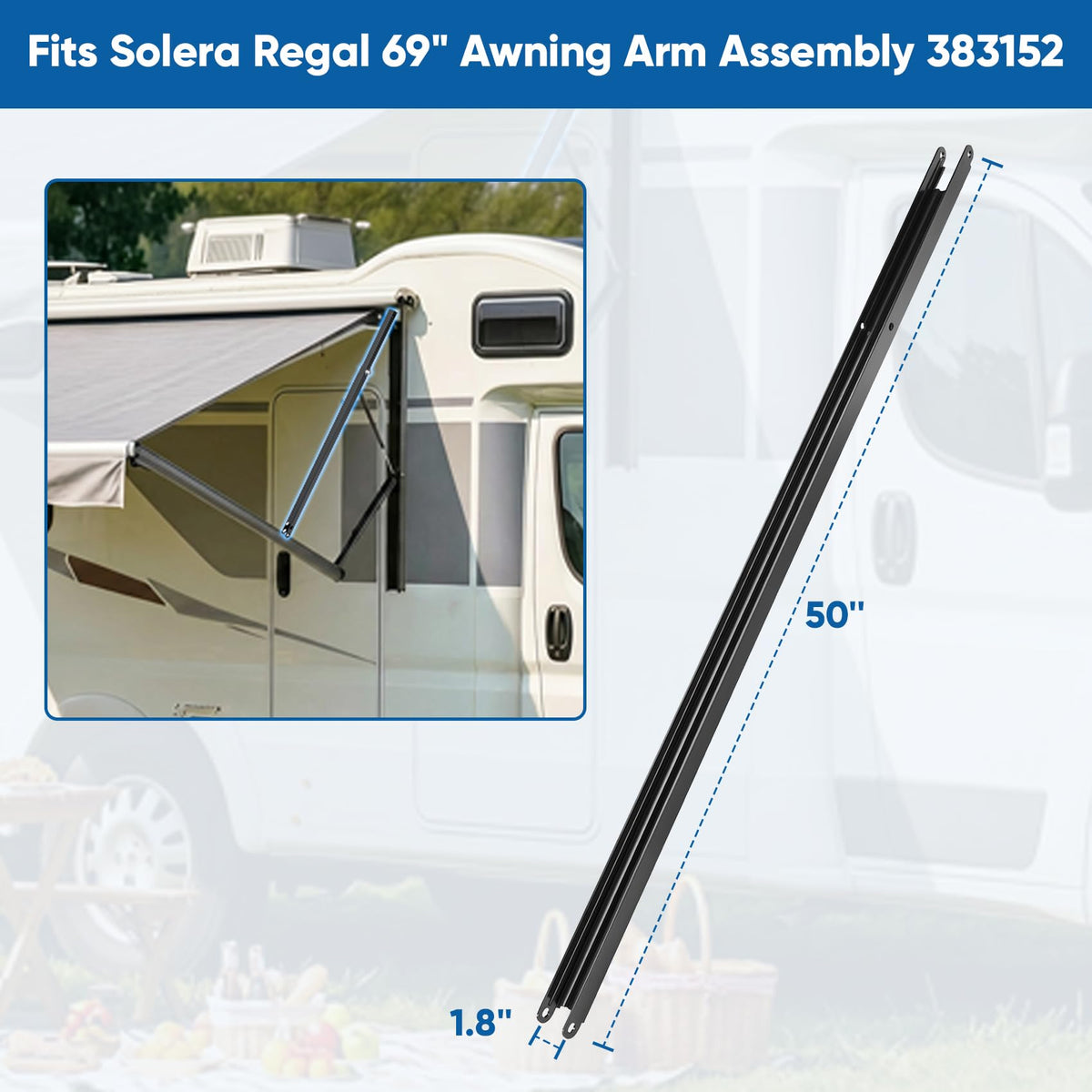 Zgrao close-up rail profile highlighting exact 50x1.75-inch dimensions