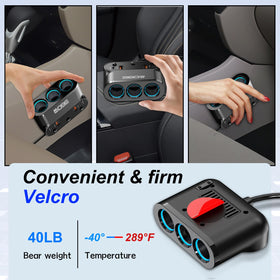 Zhaobeimao lifestyle shot on car dashboard powering phones and GPS for convenience