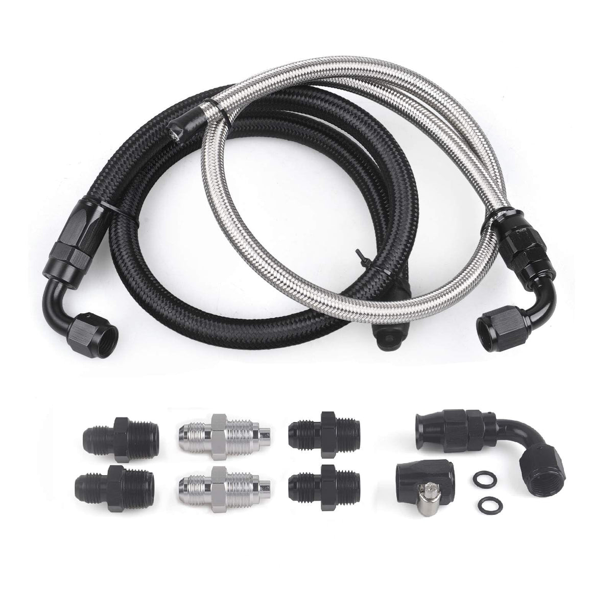 ZHSYMX front packaging showing full AN6 hose kit and included fittings for quick install