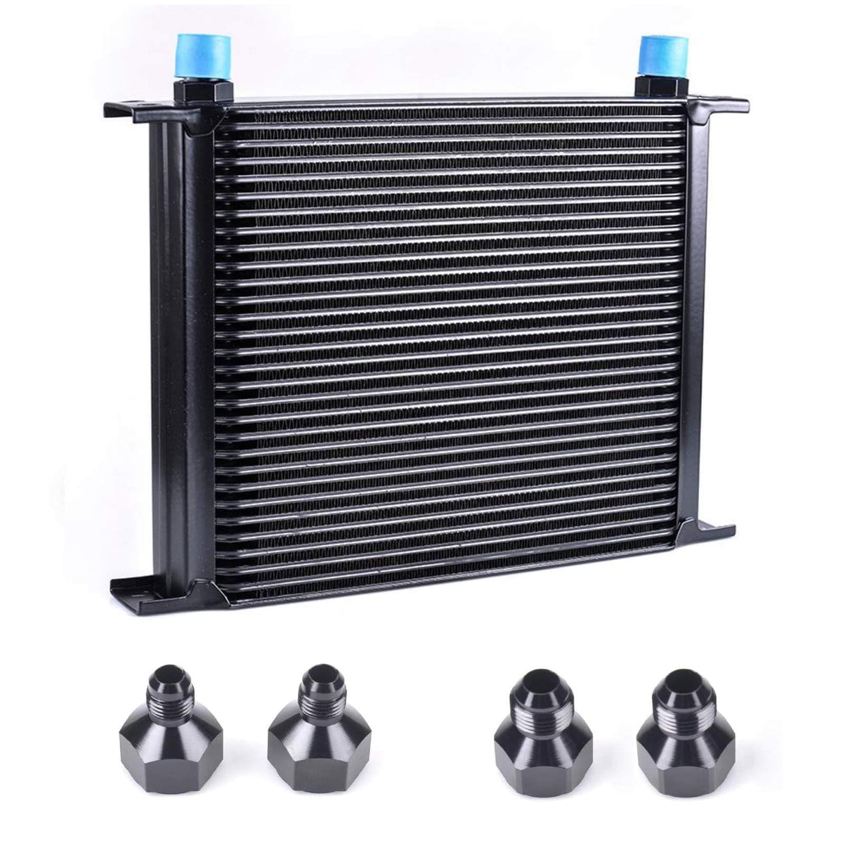 ZHSYMX front view of oil cooler showing mounting and ports benefits efficient fit