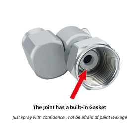 ZHUITU swivel joint mounted on a tip extension showing stable spray alignment