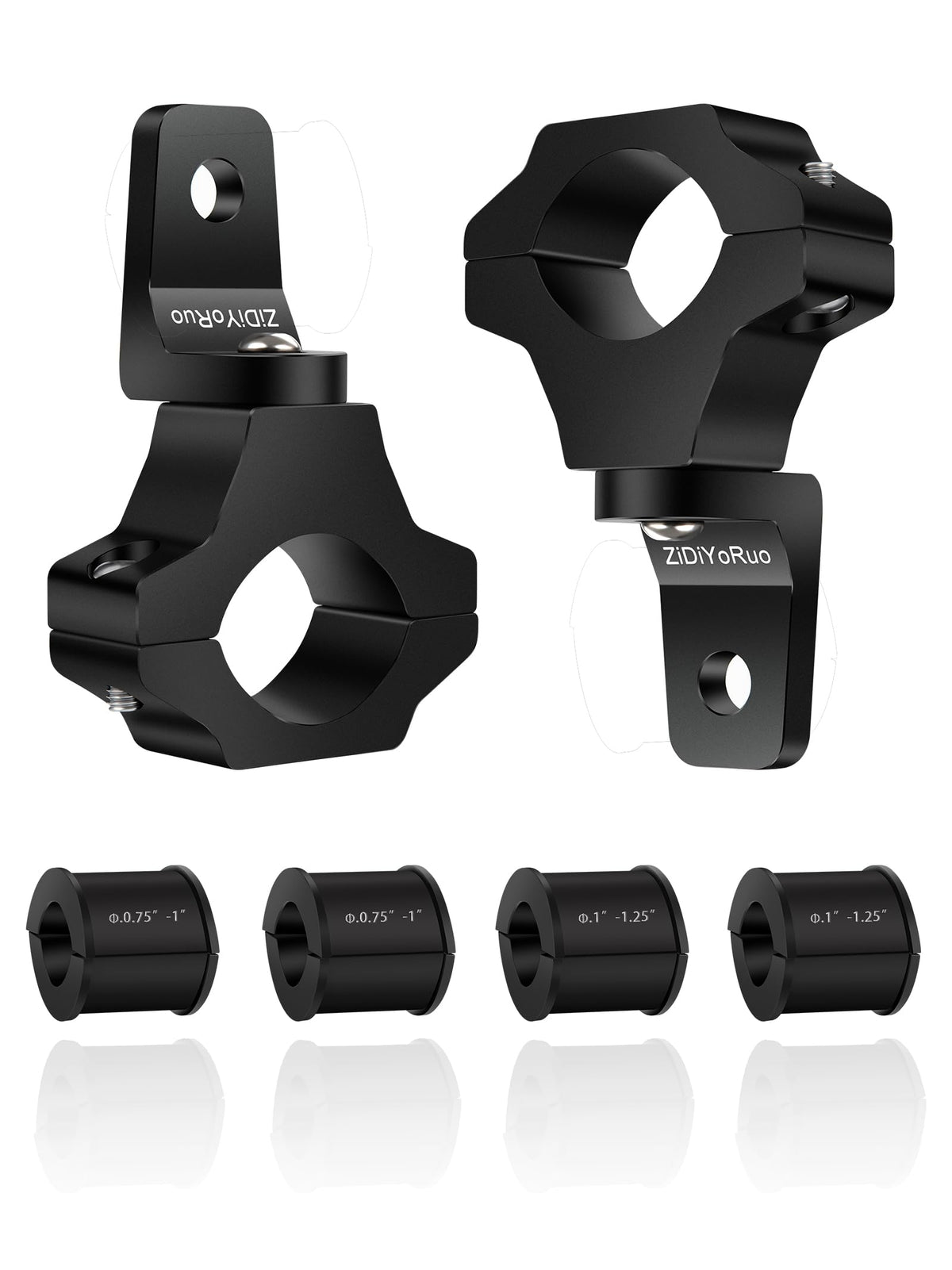 ZIDIYORUO front view of 2-pack brackets showing compact design and included hardware